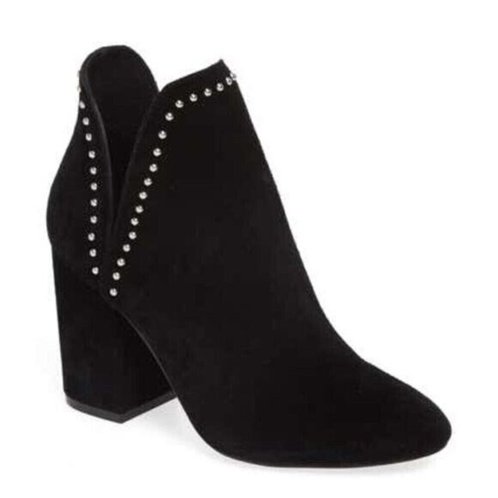 Steve Madden‎ Women Black Suede Rockstar Studded Heel Ankle Bootie 8